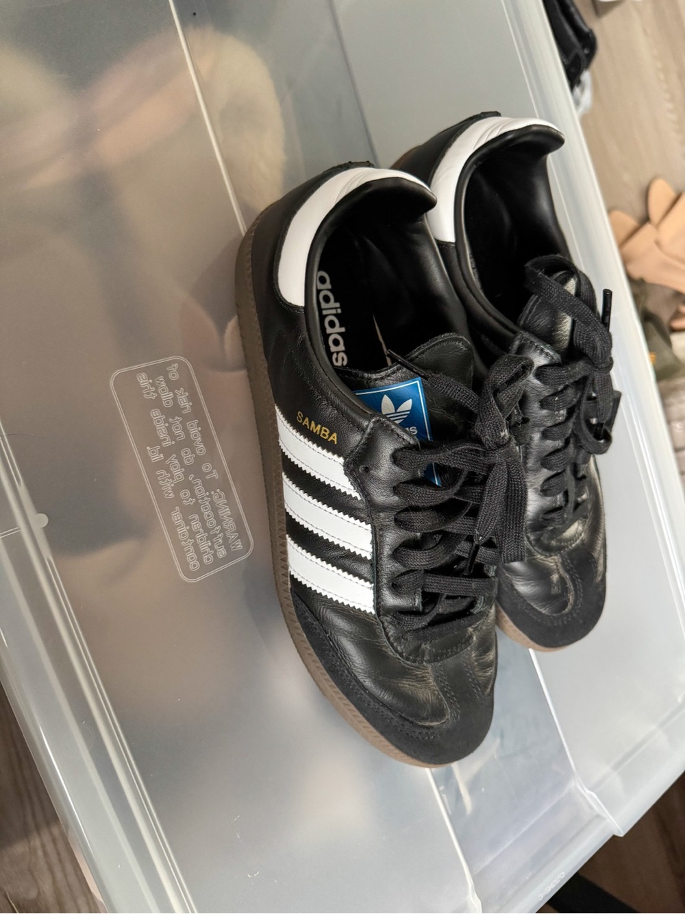 adidas Samba Black and White Leather Sneakers - Picture 2 of 3